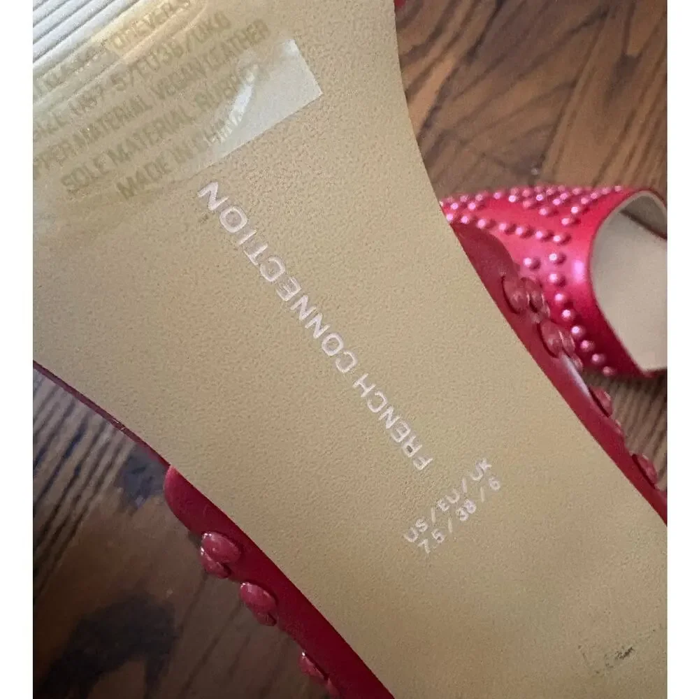 French Connection Red Women's Forever Studded Two-Piece Pumps NWOT